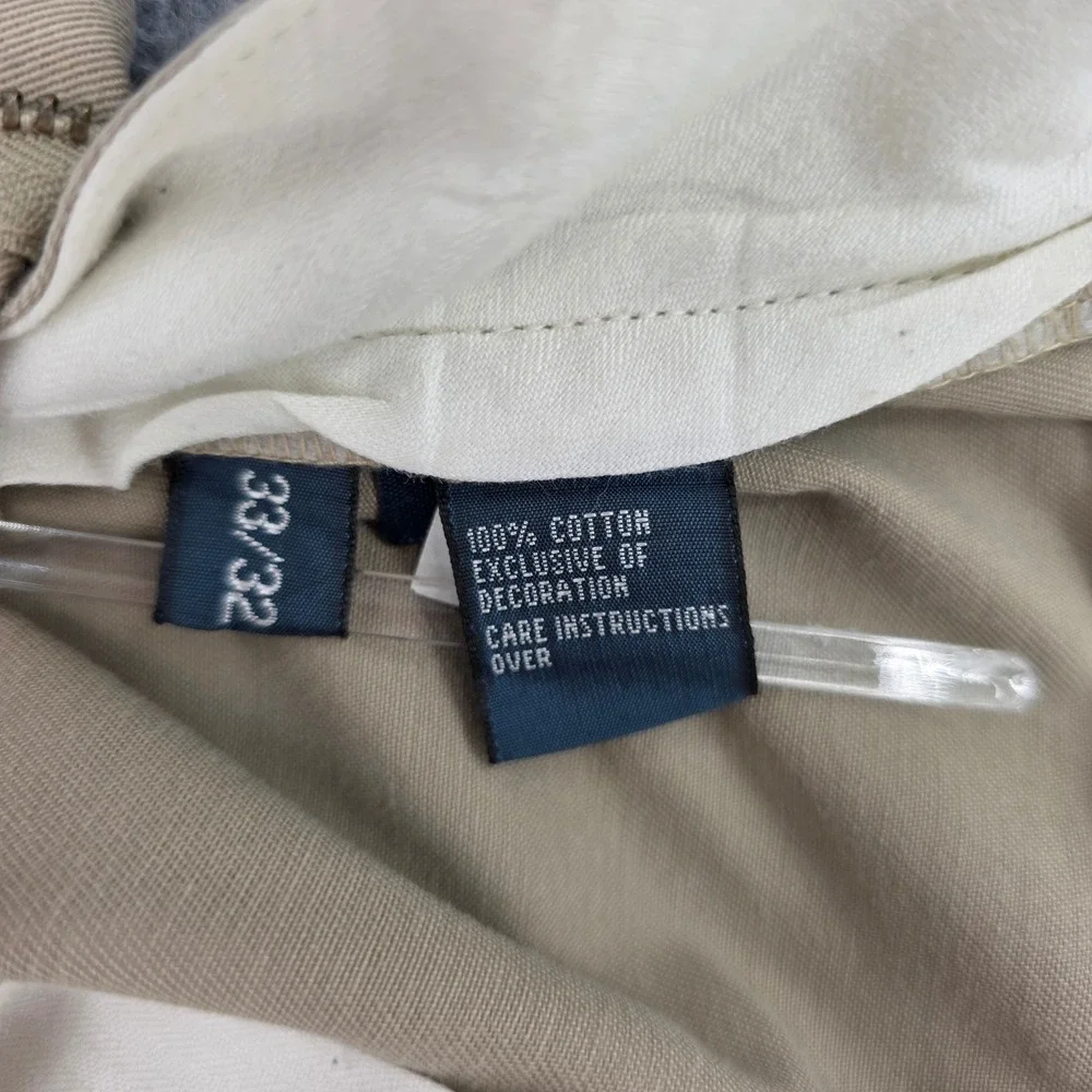 Polo Ralph Lauren Ethan Pant Mens 33x32 Tan Khaki Pleated Cotton Chino Trousers